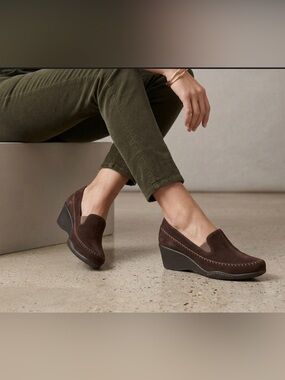 Naturalizer Brown Faux Suede Wedge Loafers